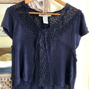 American Rag Short Sleeve Top with Lace Detail